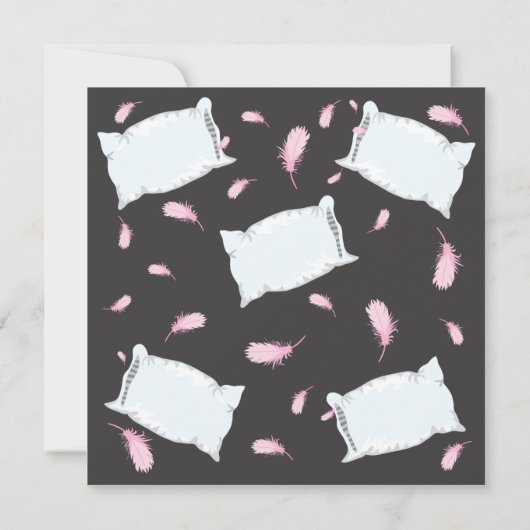 Slumber Party Pillow Fight Birthday Uitnodiging (Achterkant)