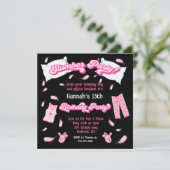 Slumber Party Pillow Fight Birthday Uitnodiging (Staand voorkant)