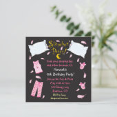 Slumber Party Pillow Fight Birthday Uitnodiging (Staand voorkant)