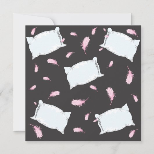 Slumber Party Pillow Fight Birthday Uitnodiging (Achterkant)