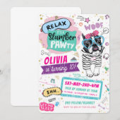 Slumber Party Pug Verjaardag Uitnodigingen Puppy D (Voorkant / Achterkant)