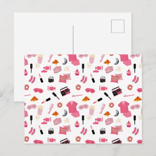 Slumber Party Roze Meisje Kinder Patroon Feestdagenkaart (Voorkant / Achterkant)