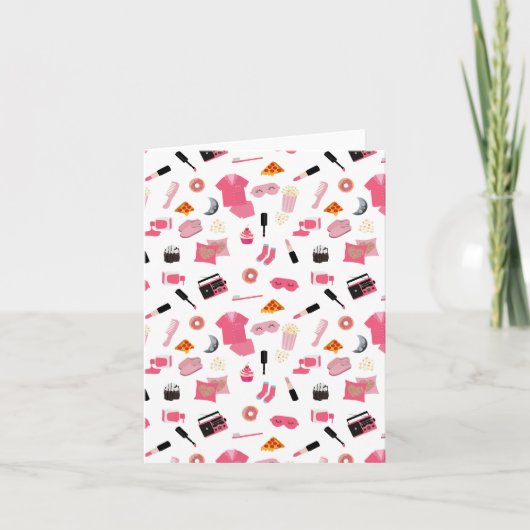 Slumber Party Roze Meisje Kinder Patroon Kaart (Voorkant)