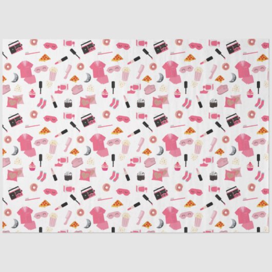 Slumber Party Roze Meisje Kinder Patroon Tissuepapier (Voorkant)