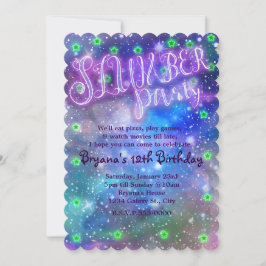 SLUMBER PARTY Slaapfeest Ruimtevaart Sfeer Verjaar Kaart