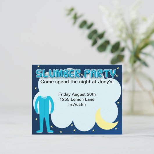 Slumber Party slaappover Kaart (Staand voorkant)