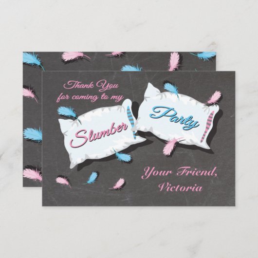 Slumber Party Sleep Over dank u notitiekaart (Voorkant / Achterkant)