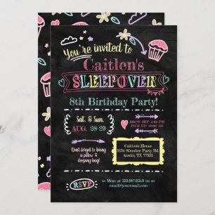 Slumber Party Sleepover Birthday Chalkboard Podle Kaart