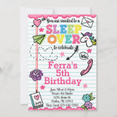 Slumber Party Sleepover Birthday Invitation Invita Kaart (Voorkant)