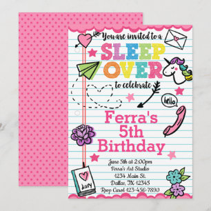 Slumber Party Sleepover Birthday Invitation Invita Kaart