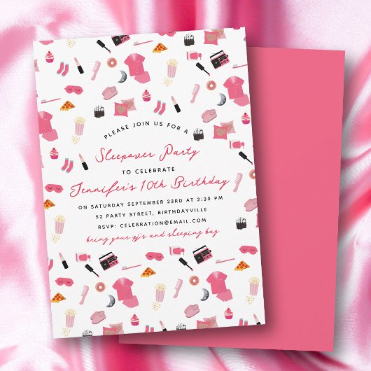 Slumber Party Sleepover Kids Verjaardagsfeest Kaart