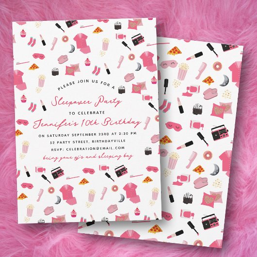 Slumber Party Sleepover Kids Verjaardagsfeest Kaart