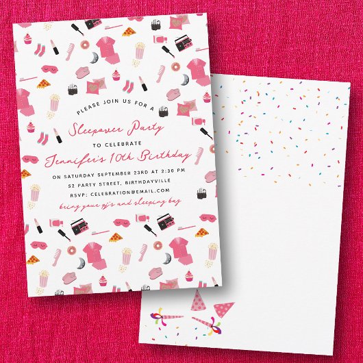 Slumber Party Sleepover Kids Verjaardagsfeest Kaart