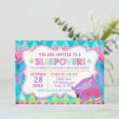 Slumber Party Sleepover Pastel Rainbow Verjaardag Kaart (Staand voorkant)
