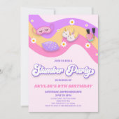 Slumber Party Sleepover Retro Verjaardagsfeest Kaart (Voorkant)