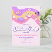 Slumber Party Sleepover Retro Verjaardagsfeest Kaart (Staand voorkant)