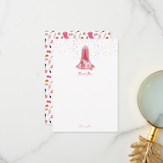 Slumber Party Sleepover Tent Kids Verjaardagsfeest Bedankkaart (Voorkant / Achterkant in situ)