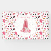 Slumber Party Sleepover Tent Kids Verjaardagsfeest Spandoek (Horizontaal)