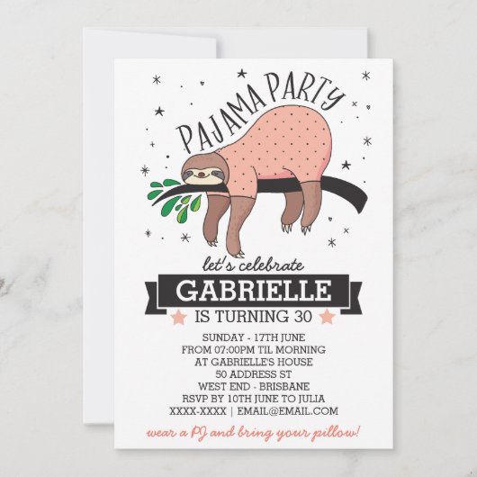 Slumber Party Slotuitnodiging Kaart (Voorkant)