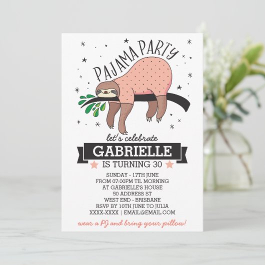 Slumber Party Slotuitnodiging Kaart (Staand voorkant)