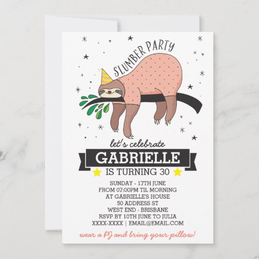 Slumber Party Slotuitnodiging Kaart (Voorkant)