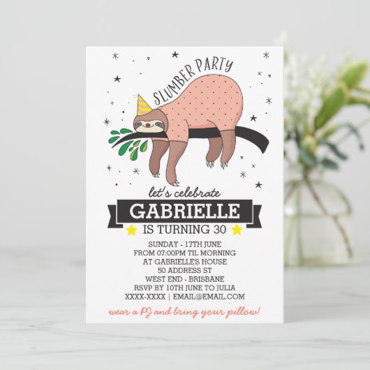 Slumber Party Slotuitnodiging Kaart (Staand voorkant)