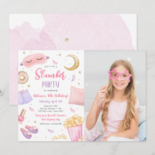 Slumber Party Sluepover Girl Spa Pink Birthday Kaart