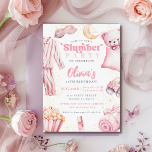 Slumber Party Sluepover Girl Spa Pink Birthday Kaart