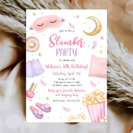 Slumber Party Sluepover Girl Spa Pink Birthday Kaart