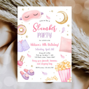 Slumber Party Sluepover Girl Spa Pink Birthday Kaart