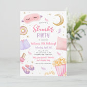 Slumber Party Sluepover Girl Spa Pink Birthday Kaart (Staand voorkant)