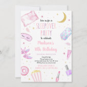 Slumber Party Sluepover Pink Tween Girl Birthday Kaart (Voorkant)