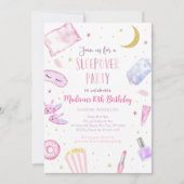 Slumber Party Sluepover Pink Tween Girl Birthday Kaart (Voorkant)