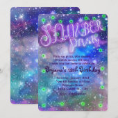 SLUMBER PARTY Space Galaxy Verjaardag Uitnodiginge Kaart (Voorkant / Achterkant)