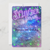 SLUMBER PARTY Space Galaxy Verjaardag Uitnodiginge Kaart (Voorkant)