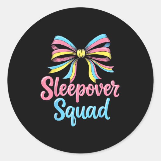 Slumber Party Squad Sleever Coquette Birthday Paja Ronde Sticker (Voorkant)