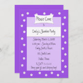 Slumber Party Uitnodiging Leuk Paarse Bed (Voorkant / Achterkant)