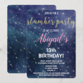 Slumber party verjaardag galaxy logeeruitnodiging kaart (Voorkant / Achterkant)