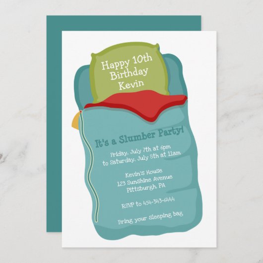 Slumber Party Verjaardag uitnodiging (Voorkant / Achterkant)
