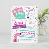 Slumber Party Verjaardag Uitnodigingen - Doggy Pup (Staand voorkant)