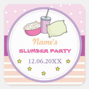 Slumber Party Verjaardags Slaap Over Stickers Labe