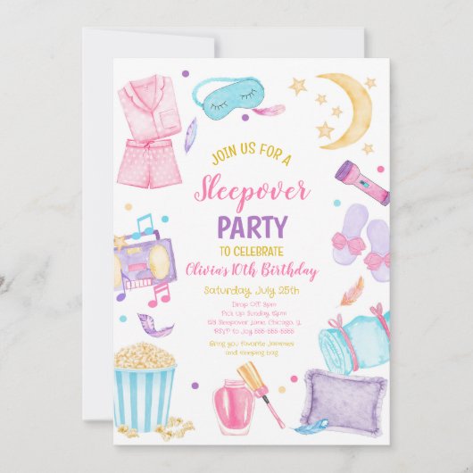 Slumber Party verjaardagsuitnodiging Kaart (Voorkant)