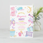 Slumber Party verjaardagsuitnodiging Kaart (Staand voorkant)