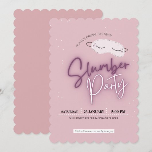 Slumber party vrijgezellenfeest kaart (Voorkant / Achterkant)