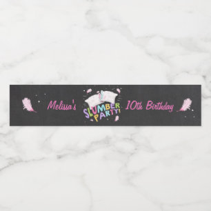 Slumber party Waterfles label Sleepover Feather Waterfles Etiket