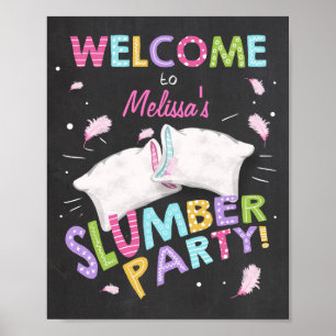 Slumber Party welkomstteken Pajamas Sleepover girl Poster