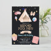 Slumber Pool birthday Party Invitation Kaart (Staand voorkant)