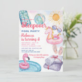 Slumber Pool Party Roze Meisje Tween Tiener Verjaa Kaart (Staand voorkant)