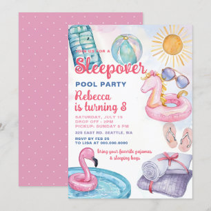 Slumber Pool Party Roze Meisje Tween Tiener Verjaa Kaart