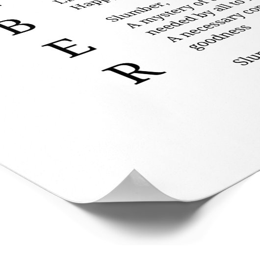 Slumber Slaap Droomtijd gedicht poster muurkunst (Hoek)